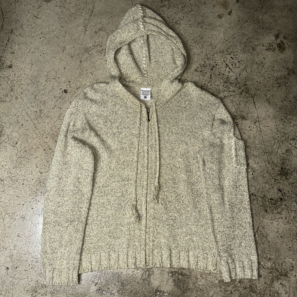 Women’s knit Columbia full zip up hoodie oatmeal color size S knit cozy gorpcore